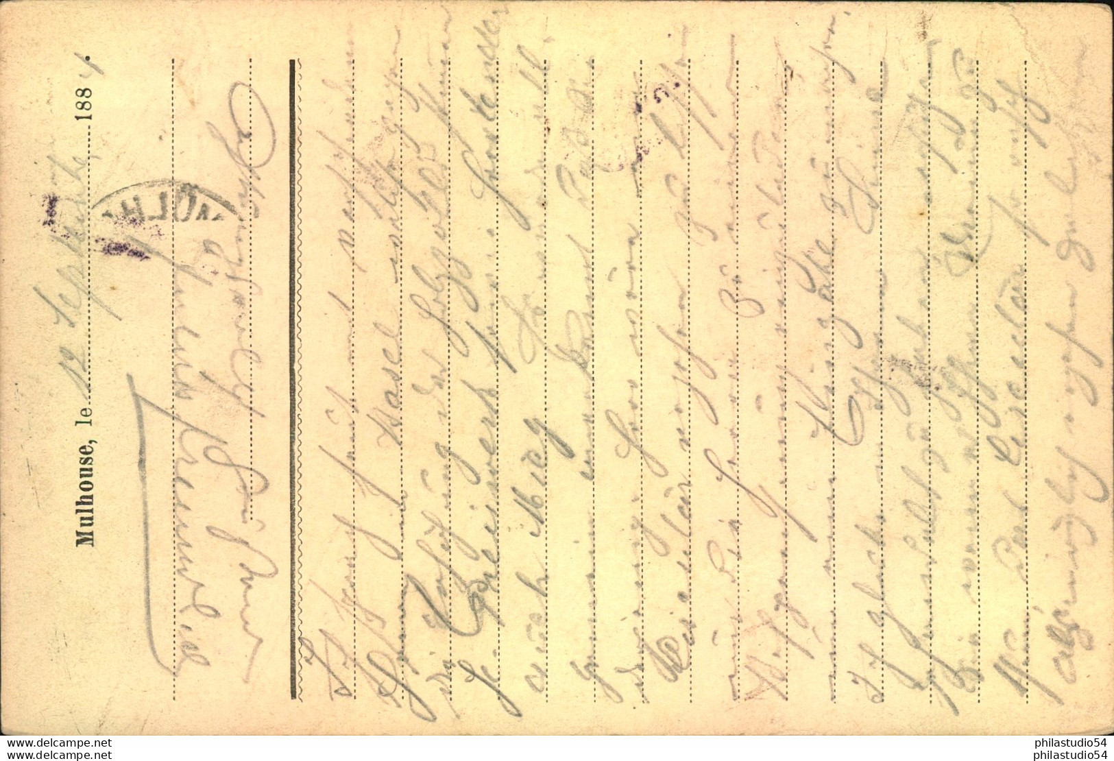 1884, Postkarte "HOTEL CENTRAL MULHOUSE" Mit 10 Pfg. Und Klauckestempel MÜLHAUSEN - Sonstige & Ohne Zuordnung