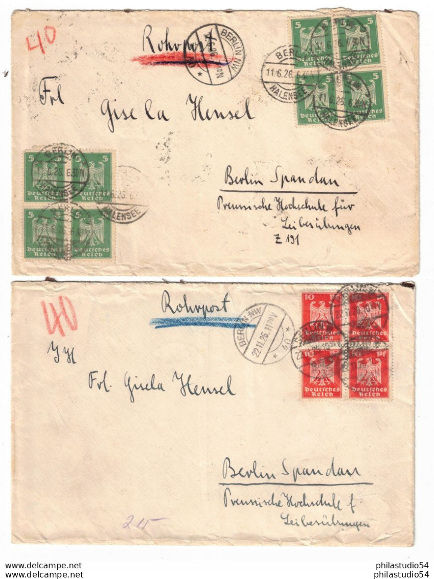 1926,dekoratives Paar Rohrpostbriefe Von BERLIN-HALENSEE Nach Spandau - Storia Postale