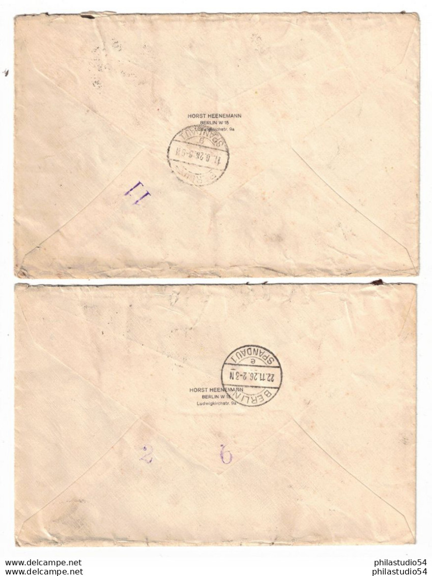1926,dekoratives Paar Rohrpostbriefe Von BERLIN-HALENSEE Nach Spandau - Cartas & Documentos