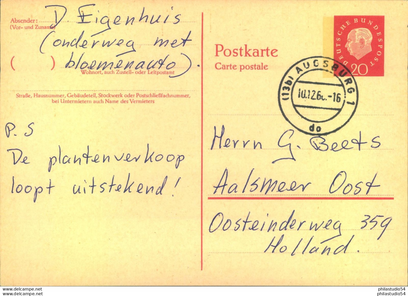 1960, 10 Und 20 Pfg. Heuss Medaillon Doppelkarten Mit Schmalem Lumogezudruck, Gebraucht - Autres & Non Classés