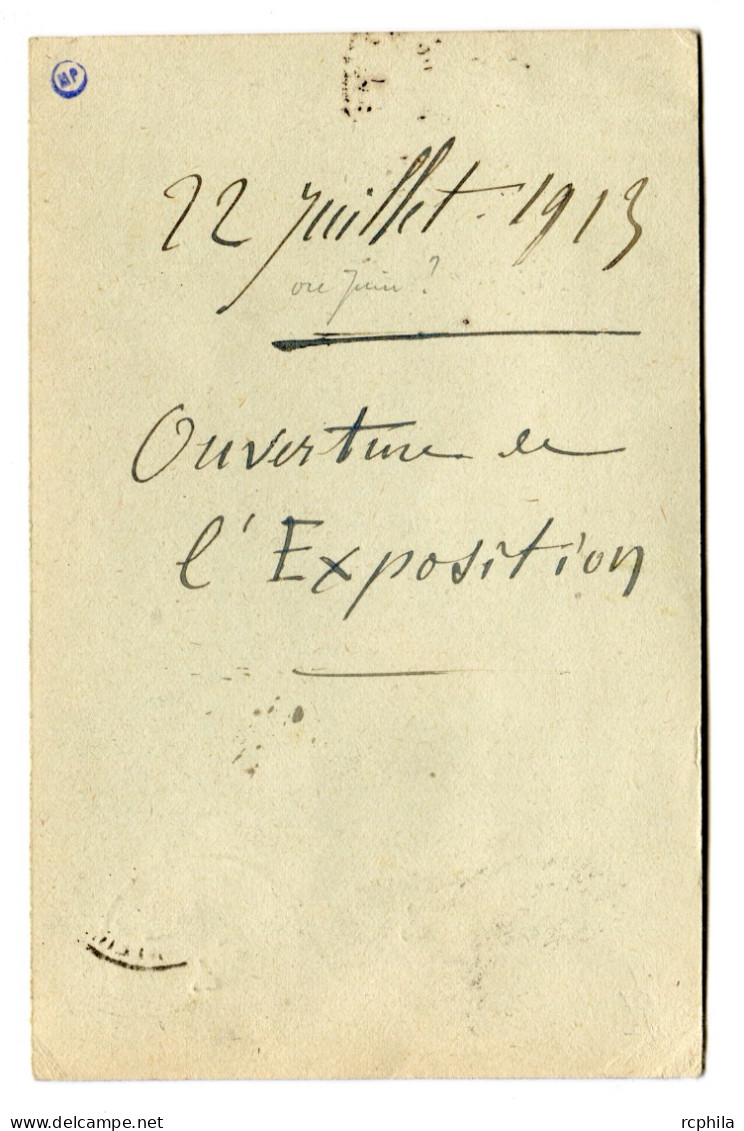RC 24839 FRANCE 1913 PSEUDO ENTIER EXPOSITION PHILATELIQUE INTERNATIONALE DE PARIS AFF BLANC ET SEMEUSE - Enteros Privados