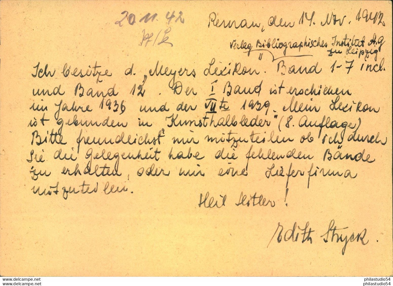 1942, "DEUTSCHE DIENSTPOST OSTEN" 6 Pfg. Überdruckganzsache Ab PERNAU - Lettres & Documents