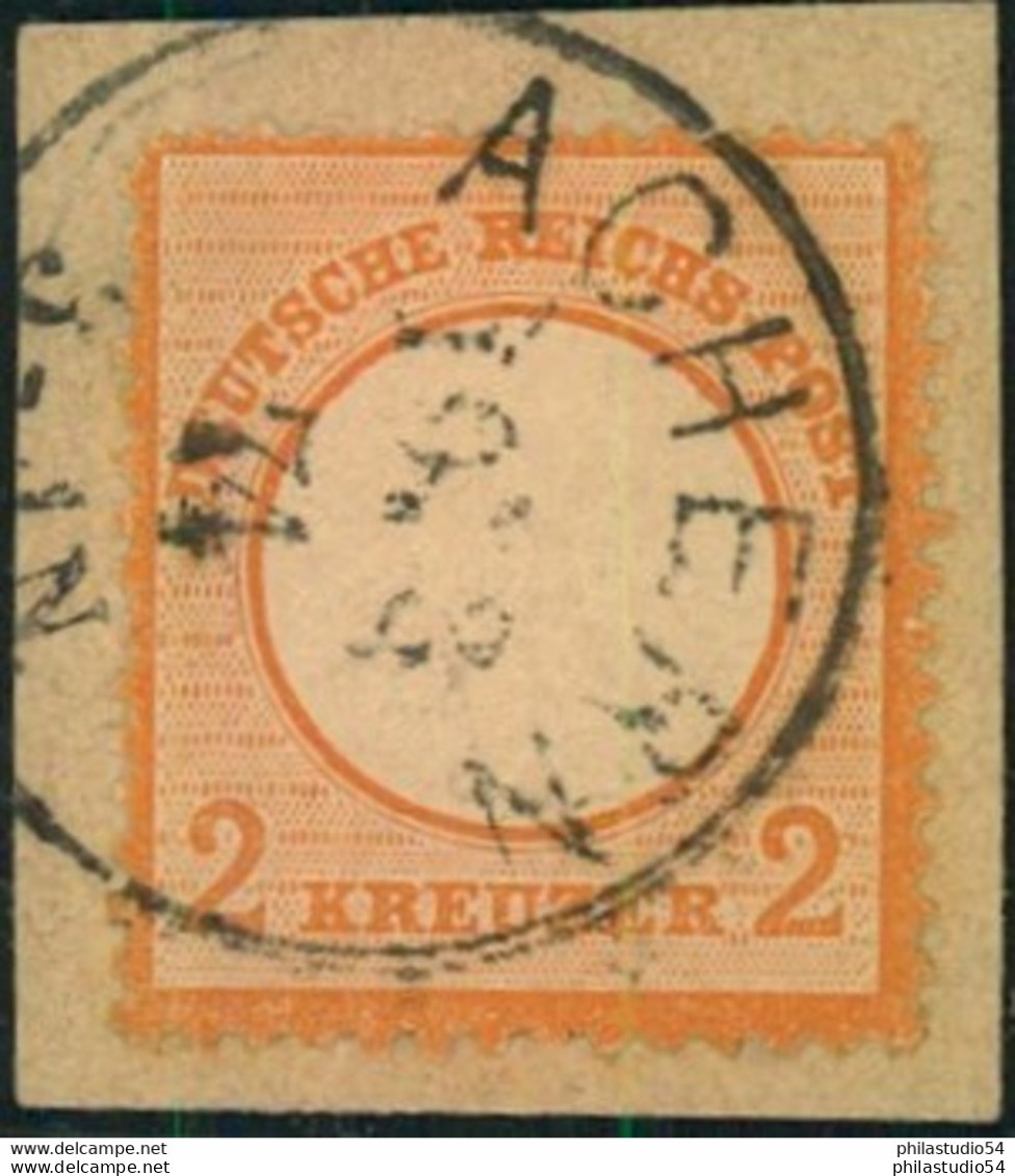 1872, 2 K, .kleiner Schild, Orange, Sauber Gestempelt Auf Briefstück - Gebraucht
