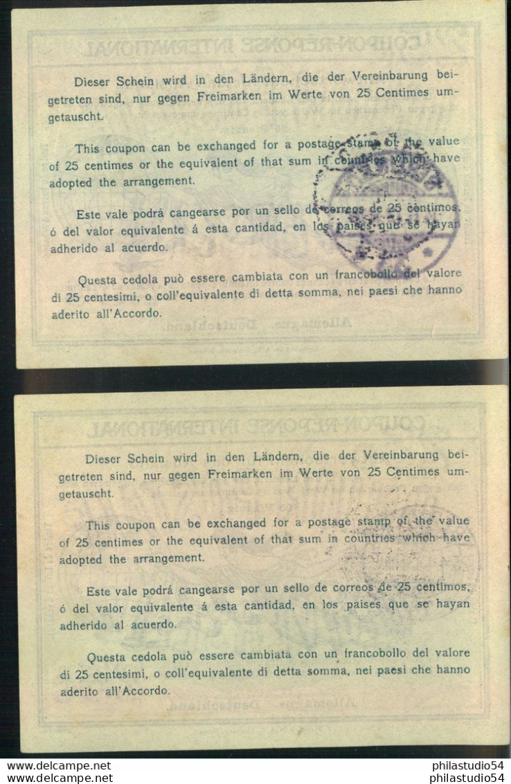 1912, 2 Internationale Antwortscheine (IAS 1)   Mit Verschiedenen BERLIN-Stempeln - Autres & Non Classés