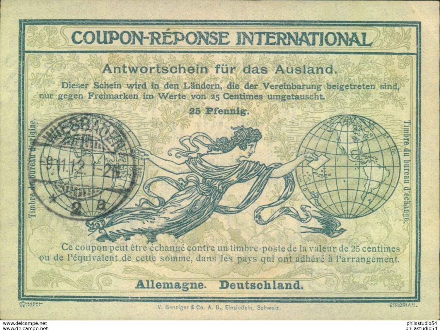 1912, Internationaler Antwortschein (IAS 1) Gestempelt WIESBADEN - Altri & Non Classificati