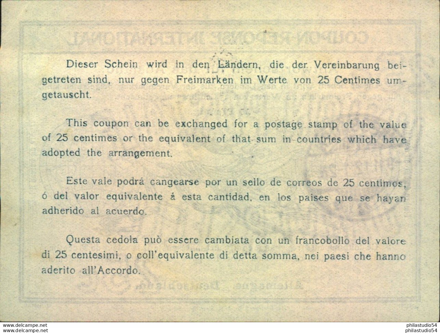 1912, Internationaler Antwortschein (IAS 1) Gestempelt WIESBADEN - Altri & Non Classificati