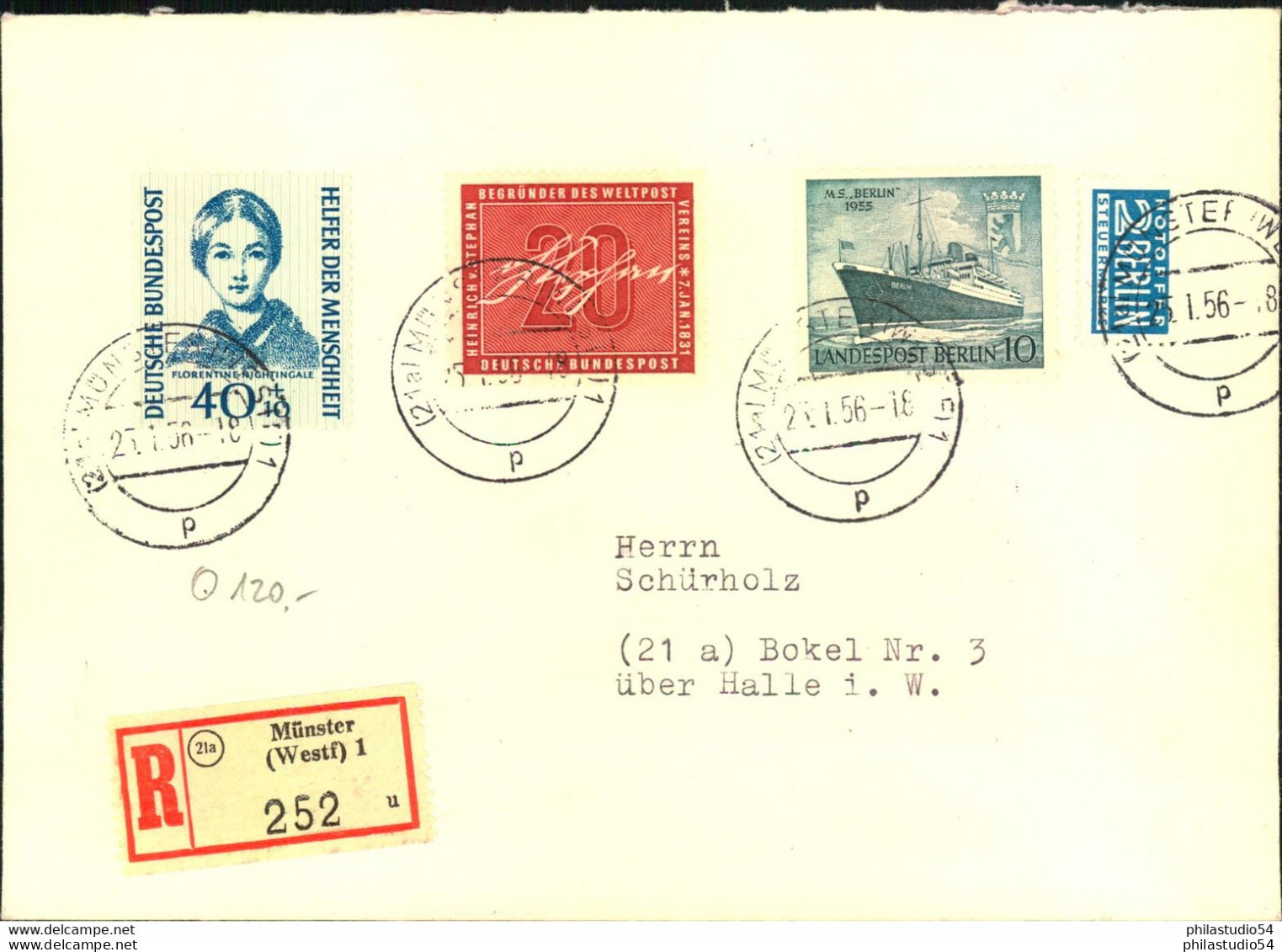 1955, Einschreiben Ab MÜNSTER Mit 40 Pfg. Wohlfahrt - Storia Postale