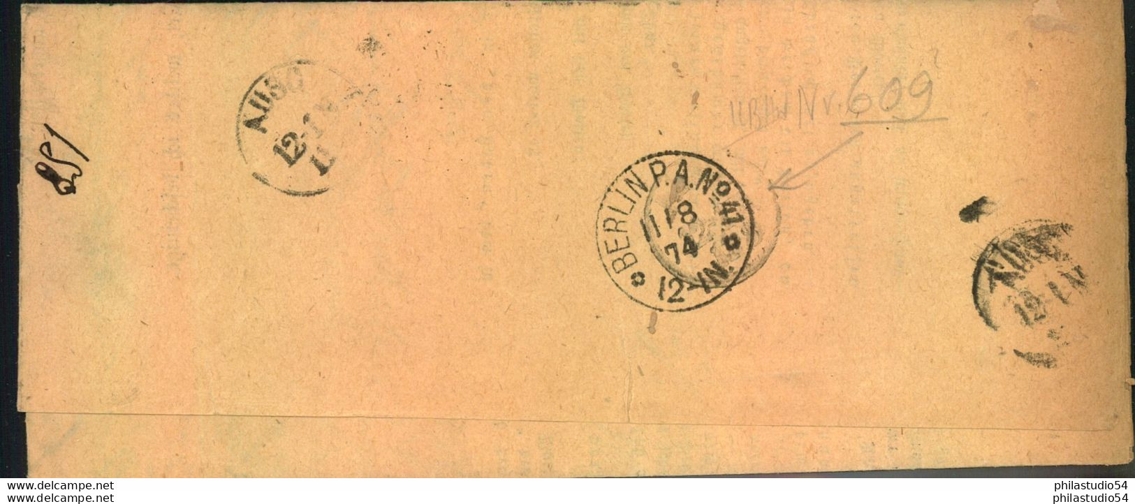 KLASSISCHE BERLINSTEMPEL: " BERLIN W. P. AG. 55 -11/8 74 2" Auf Behändigungsschein - Briefe U. Dokumente