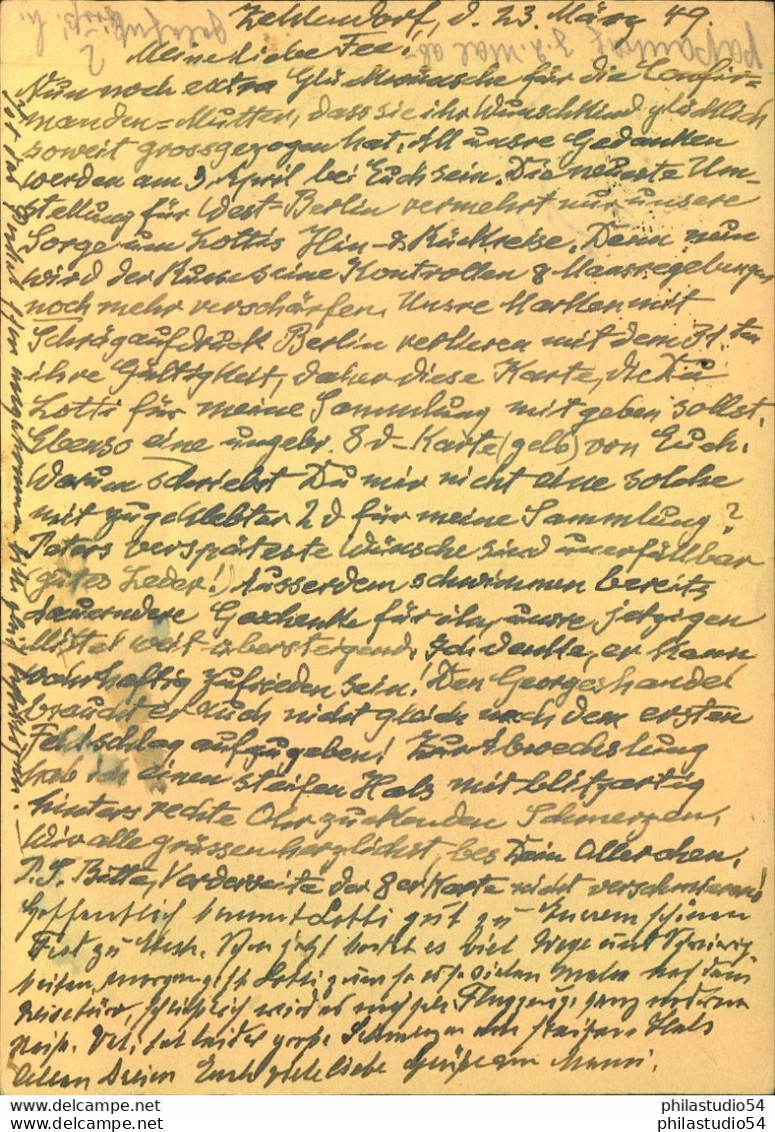 1948, Ganzsachenkarte 12 Pf. Schwarzaufdruck Gebraucht Ab  "BERLIN-LICHTERFELDE 25.3.49" - Other & Unclassified