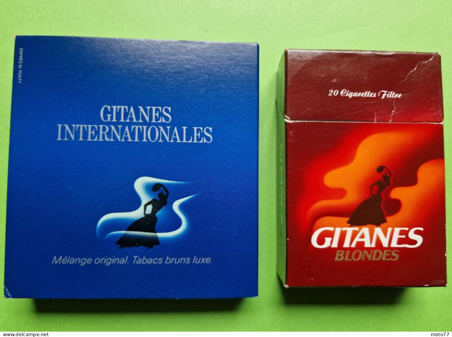 Lot 2 Anciens PAQUETS De CIGARETTES Vide - GITANES - Vers 1980 - Etuis à Cigarettes Vides