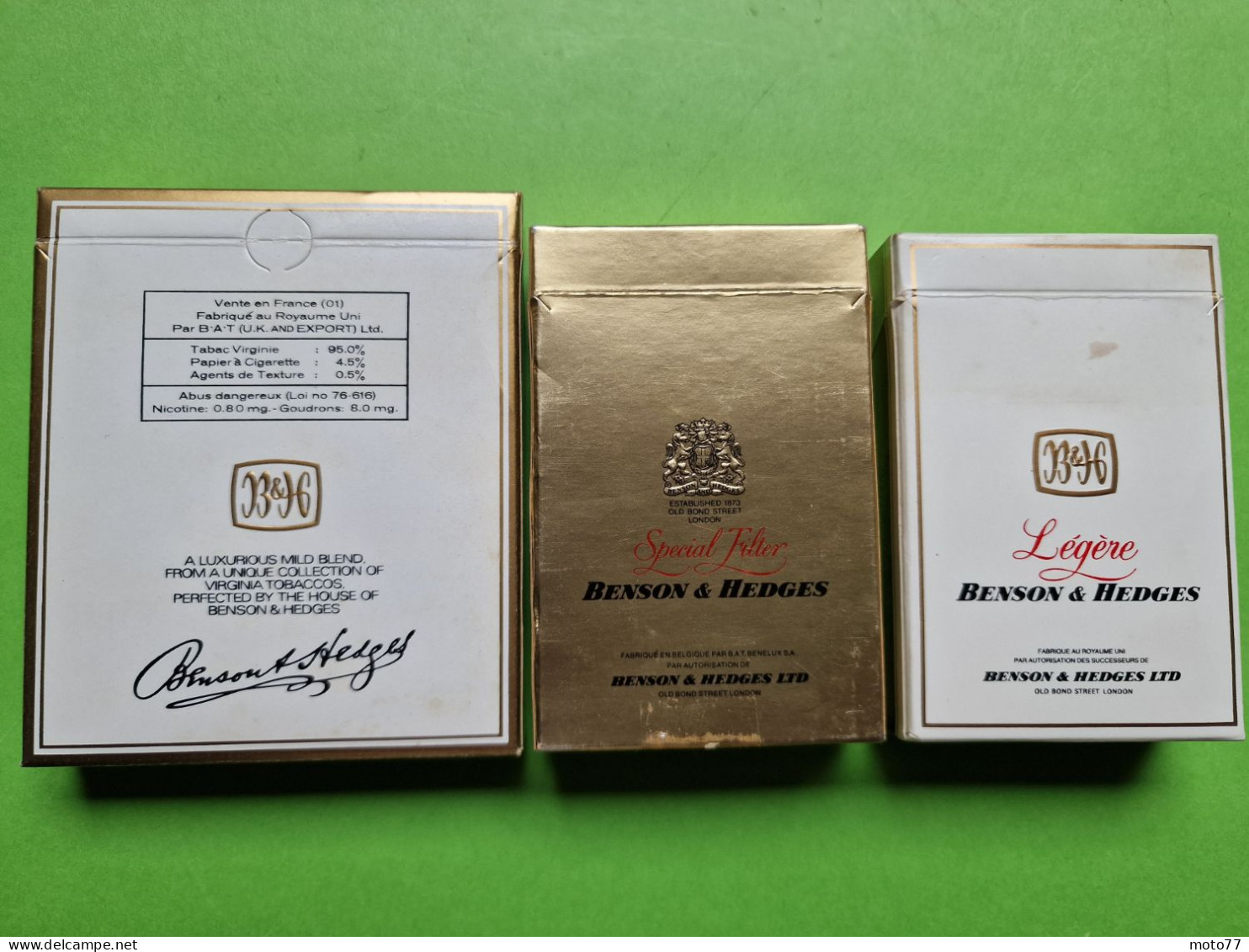 Lot 3 Anciens PAQUETS De CIGARETTES Vide - BENSON & HEDGES - Vers 1980 - Etuis à Cigarettes Vides