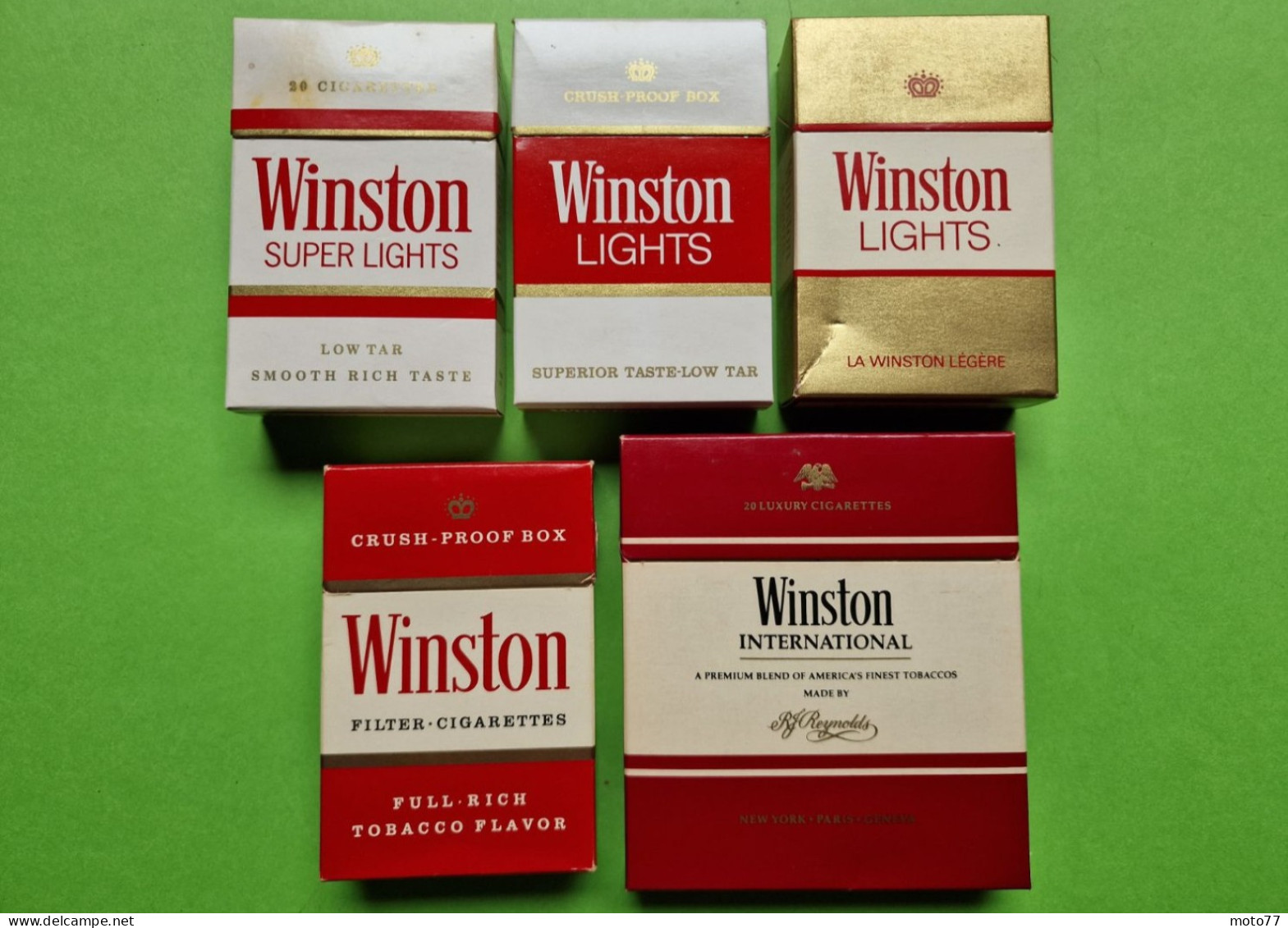 Lot 5 Anciens PAQUETS De CIGARETTES Vide - WINSTON - Vers 1980 - Estuches Para Cigarrillos (vacios)