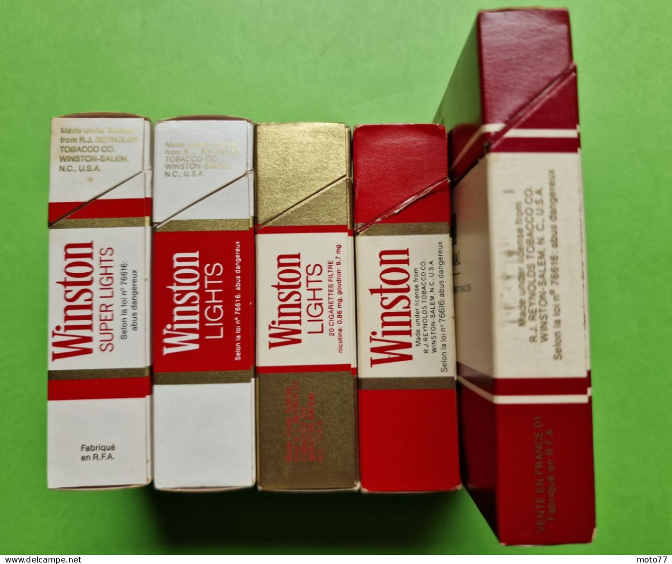 Lot 5 Anciens PAQUETS De CIGARETTES Vide - WINSTON - Vers 1980 - Etuis à Cigarettes Vides