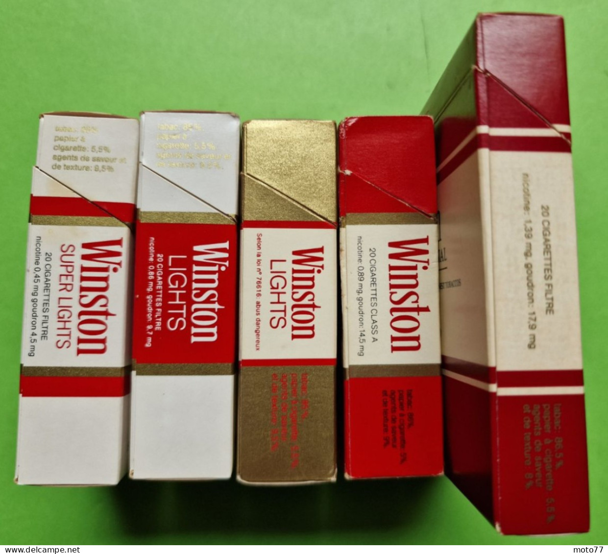 Lot 5 Anciens PAQUETS De CIGARETTES Vide - WINSTON - Vers 1980 - Etuis à Cigarettes Vides