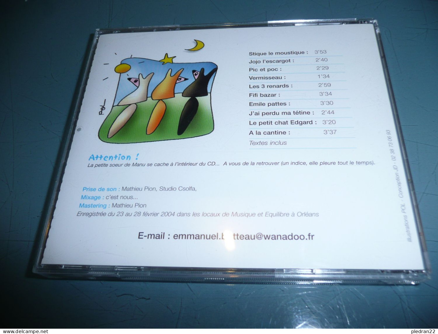 MANU LES 3 RENARDS CD EDITION DE L'AUTEUR 2004 - Niños