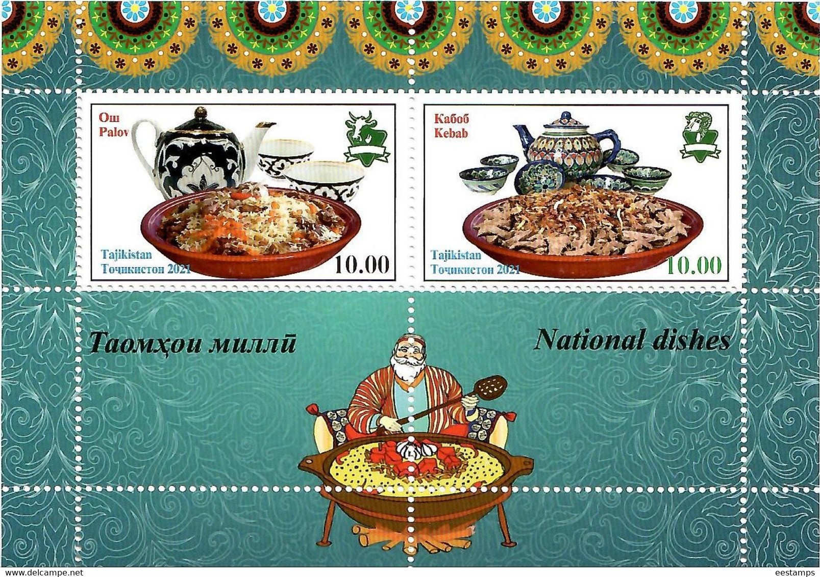 Tajikistan 2021 . National  Dishes . S/S - Tajikistan