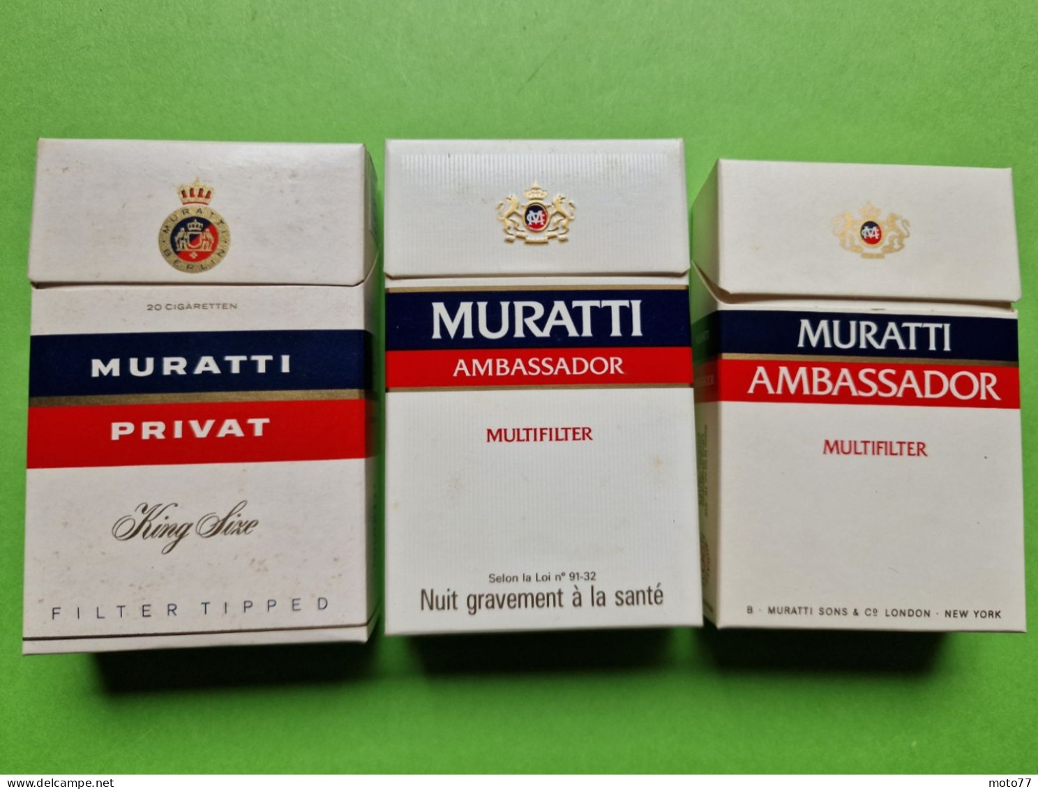 Lot 3 Anciens PAQUETS De CIGARETTES Vide - MURATTI - Un Paquet De L'armée Française - Vers 1980 - Etuis à Cigarettes Vides