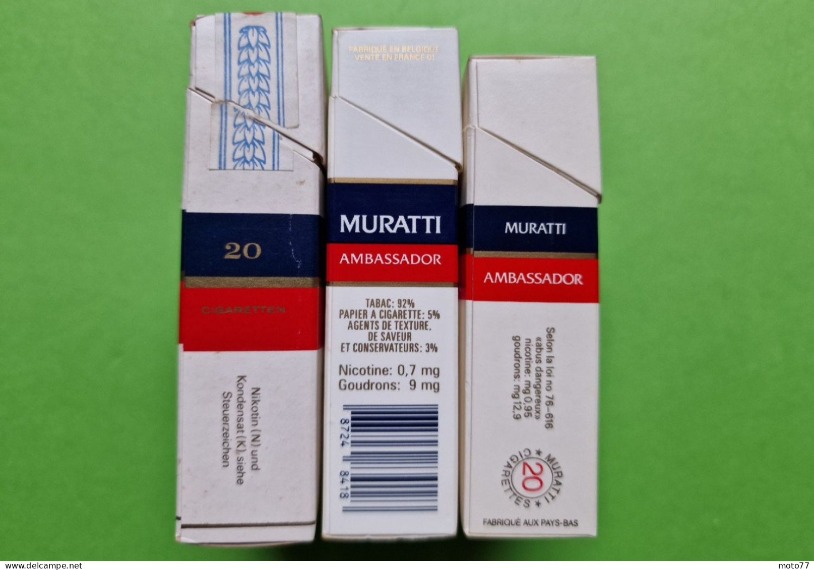 Lot 3 Anciens PAQUETS De CIGARETTES Vide - MURATTI - Un Paquet De L'armée Française - Vers 1980 - Empty Cigarettes Boxes
