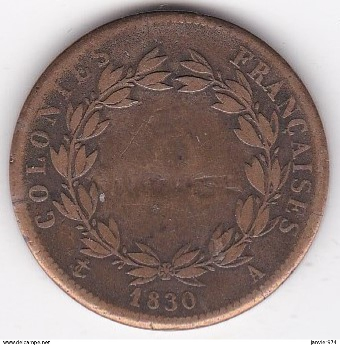 Guyane 5 Centimes 1830 A, CHARLES X , Colonies Françaises, En Bronze , Lec# 302 - Guyane Française