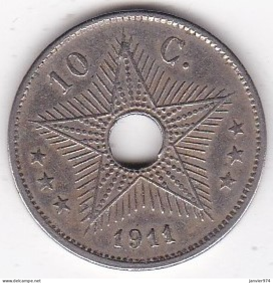 Congo Belge, 10 Centimes 1911, En Cupro Nickel, KM# 18 - 1910-1934: Albert I