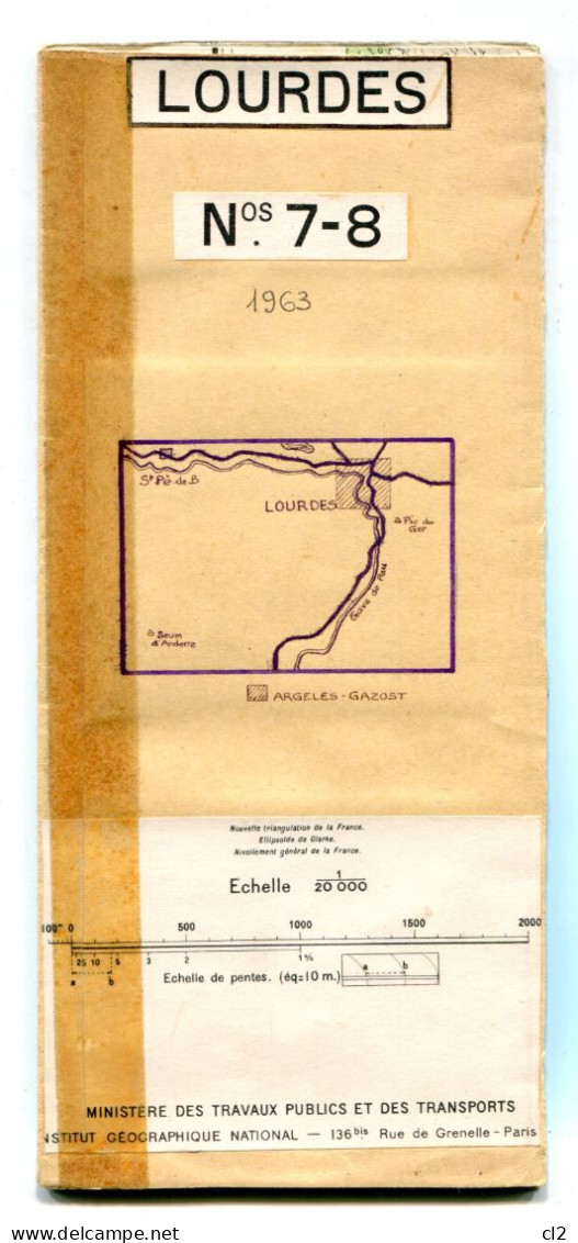 IGN - Carte Topographique - 1:25000 - Lourdes N° 7-8 - 1963 (couverture Maison) - Cartes Topographiques