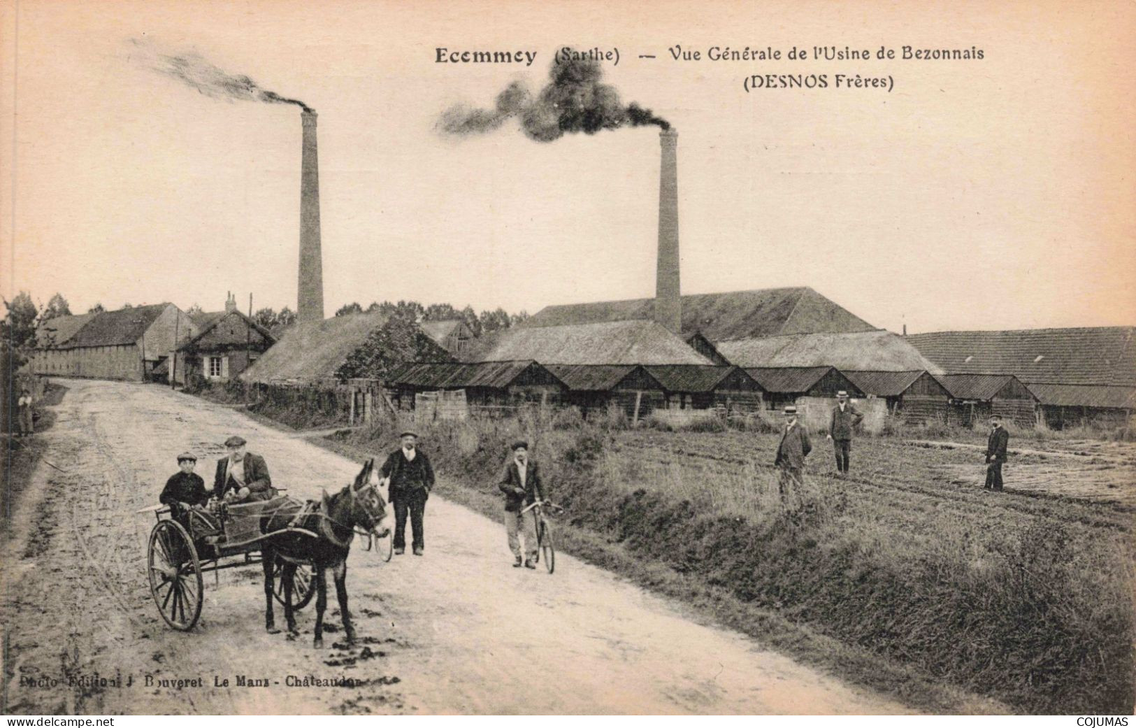 72 - ECOMMOY - S12148 - Vue Générale De L'Usine De Bezonnais - Desnos Frères - Charrette à Ane - L1 - Ecommoy