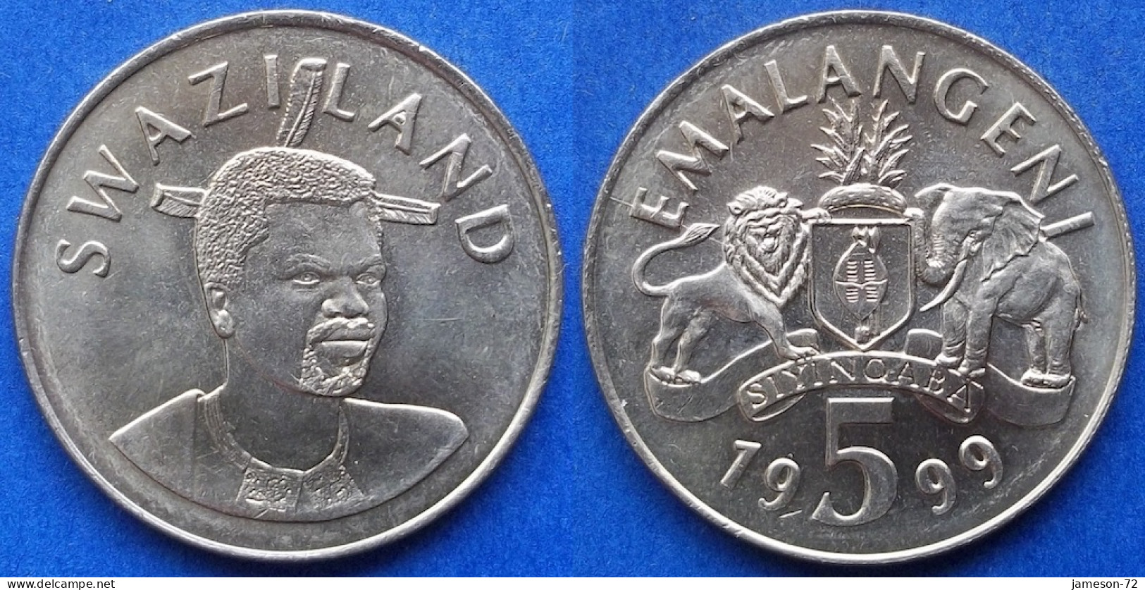 SWAZILAND - 5 Emalangeni 1999 "national Arms" KM# 47 King Msawati III (1986) - Edelweiss Coins - Swaziland