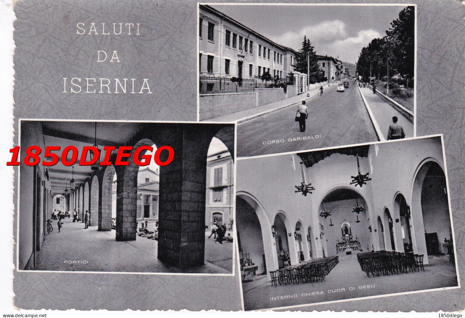 SALUTI DA ISERNIA - MULTIVEDUTE F/GRANDE VIAGGIATA  1958 ANIMAZIONE - Isernia