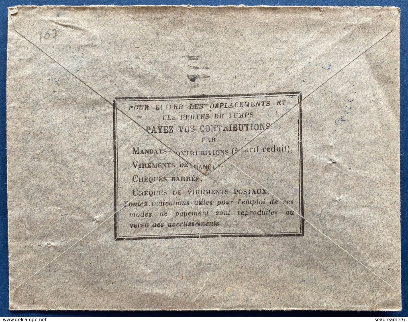 Lettre Des Contributions Directes De TROYES 1921 En Local Avec Type BLANC N°107 1c Ardoise Sur GC Obl PUB Mecanique - 1900-29 Blanc