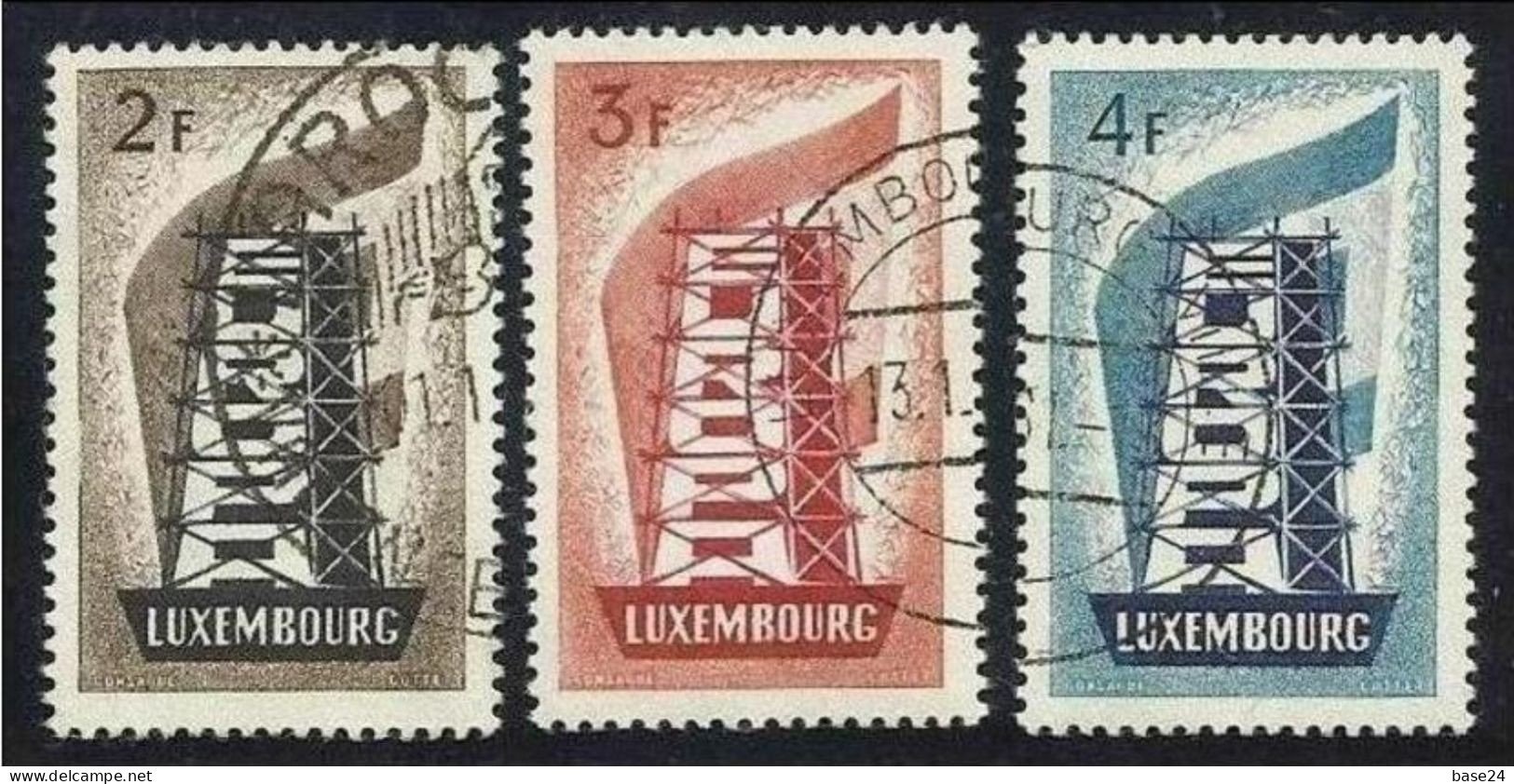 1956 Lussemburgo Luxembourg EUROPA CEPT EUROPE Serie Di 3v. USATA Used TORRE TOWER - 1956