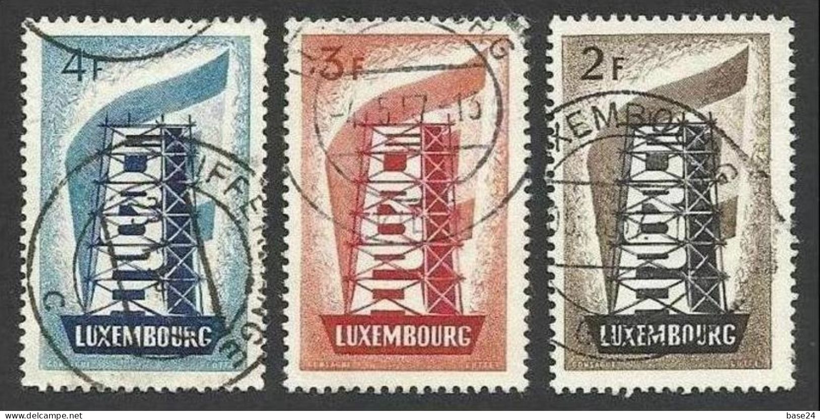 1956 Lussemburgo Luxembourg  EUROPA CEPT EUROPE  Serie Di 3 Valori USATA TORRE TOWER - 1956