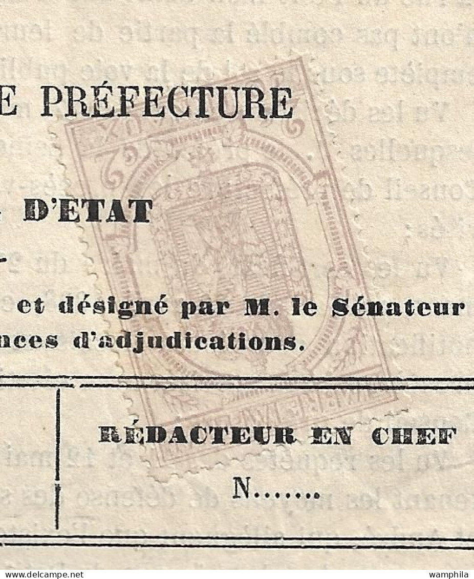 Journaux.  N°7 Sur Feuille Entière "le Contentieux Administratif" De Juin 1869. - Zeitungsmarken (Streifbänder)