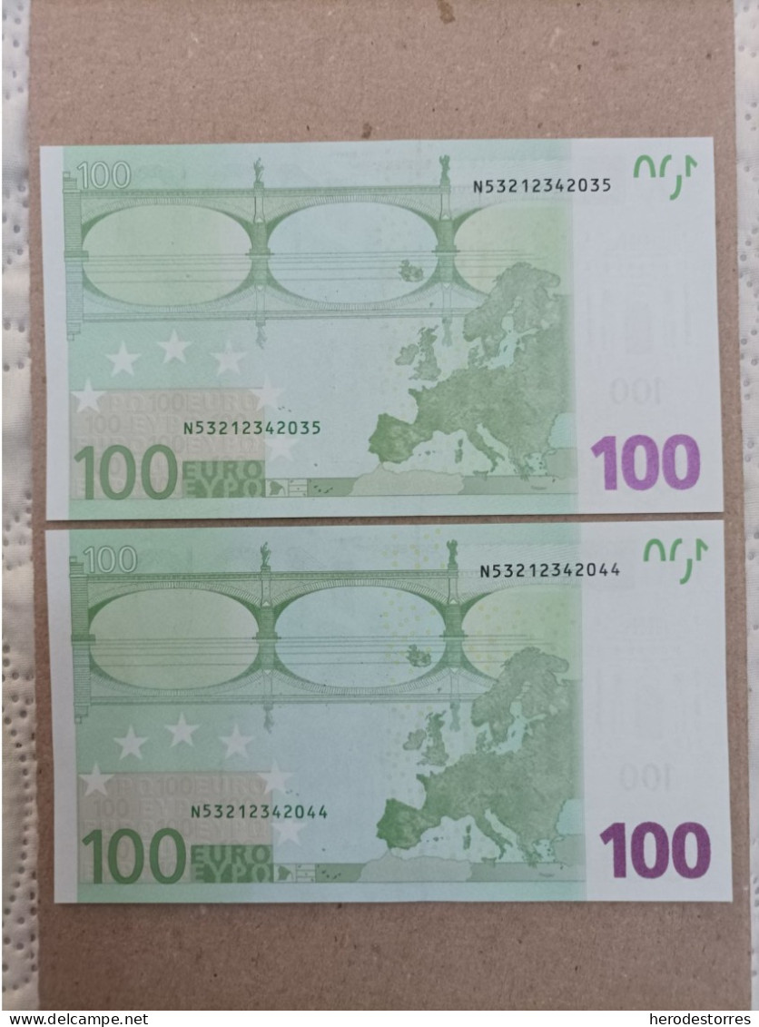 PAAR CORRELATIV 100 EURO AUSTRIA(N) F012, DRAGHI, UNCIRCULATED - 100 Euro