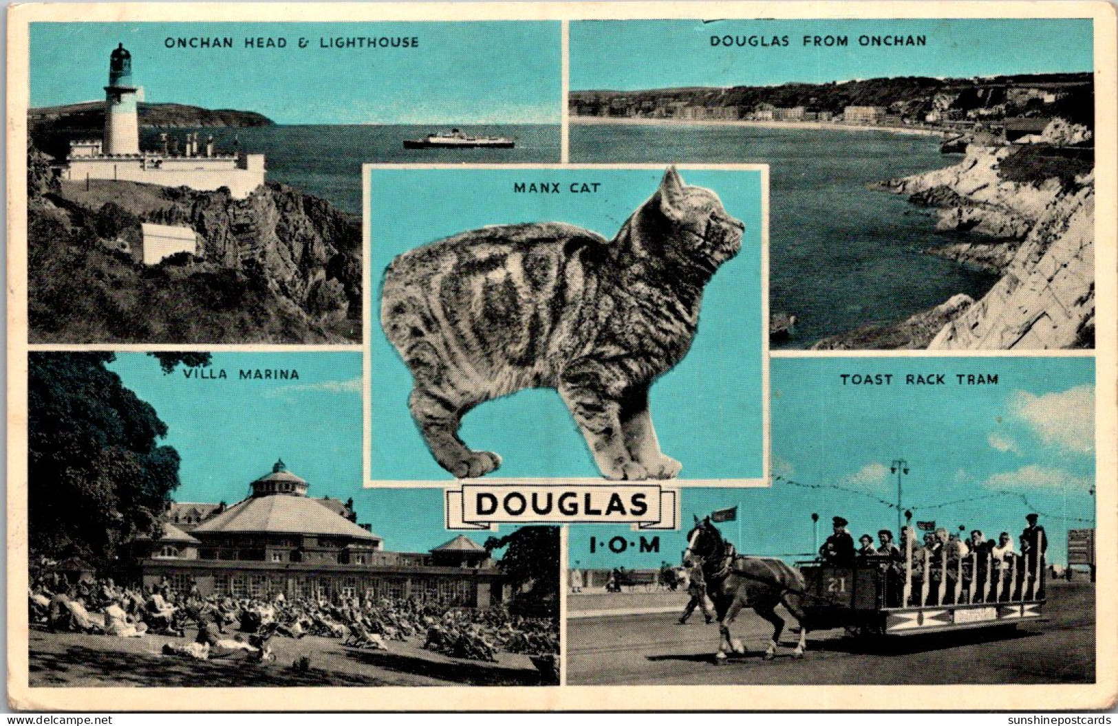 England Isle Of Man Douglas Multi View Showing Onchan Head Lighthouse Villa Marina Toast Rack Team And More 1963 - Isle Of Man