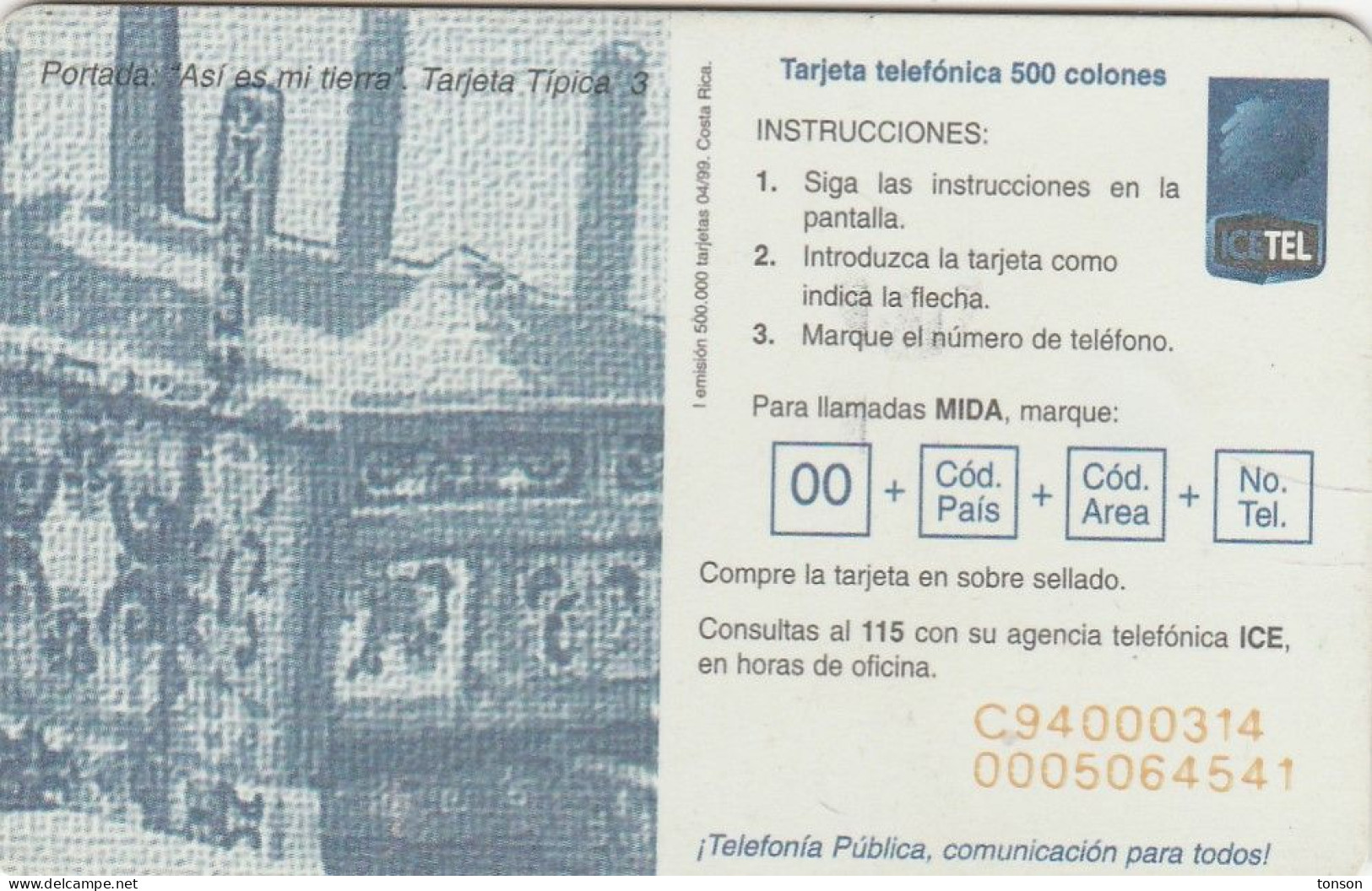 Costa Rica, CRI-C-34, Cart, 2 Scans. - Costa Rica