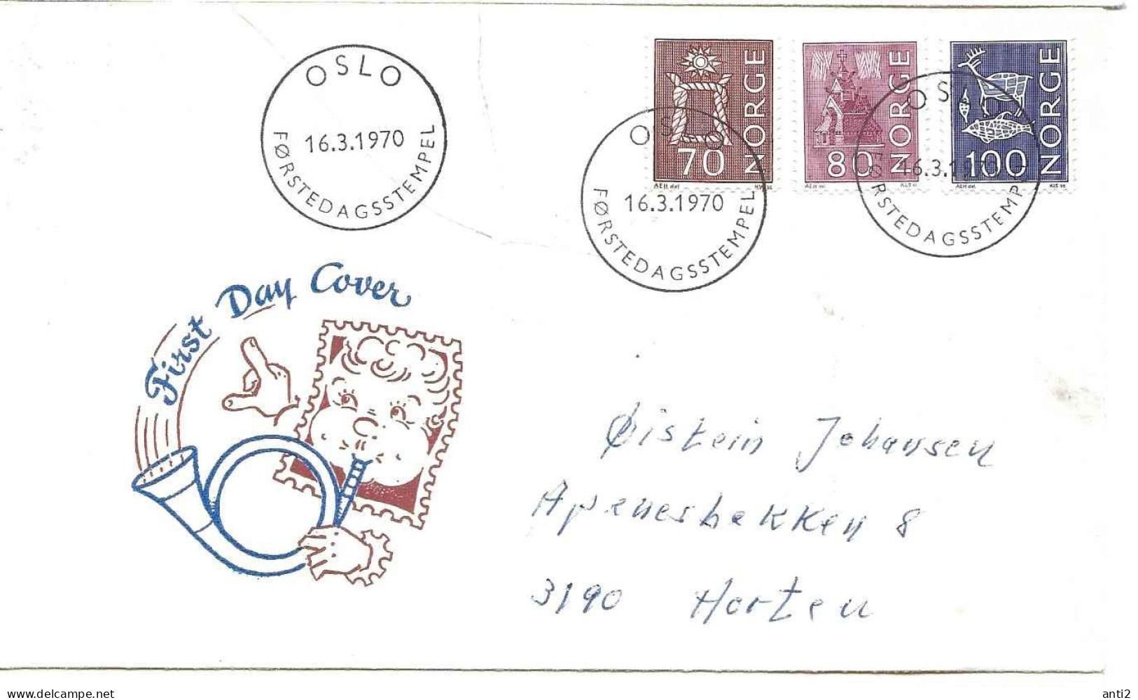 Norway 1970 Definities: Petrogryps,  Stave Church, Knop MI  506 Y, 600-601   FDC Cancelled 16.3.70 - Storia Postale