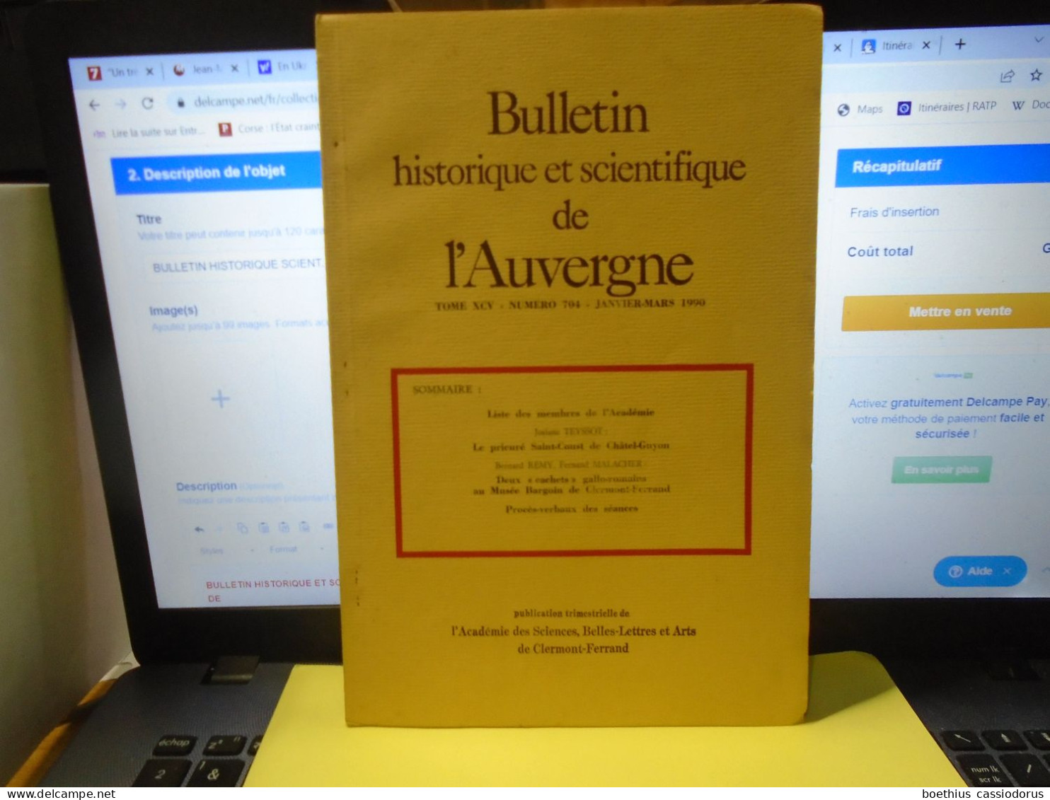 BULLETIN HISTORIQUE SCIENT. AUVERGNE T. XCV N° 704 Janv/mars 1990 Prieuré St-Coust Châtel-Guyon, Cachets Gallo-romains.. - Auvergne