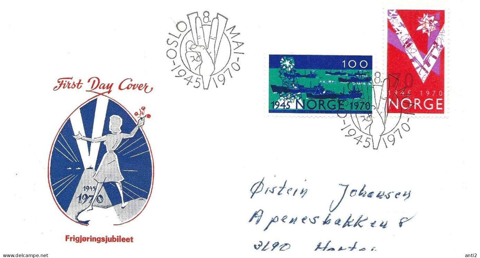 Norway 1970 25th Liberation Anniversary. Mi 606 - 607    FDC - Brieven En Documenten