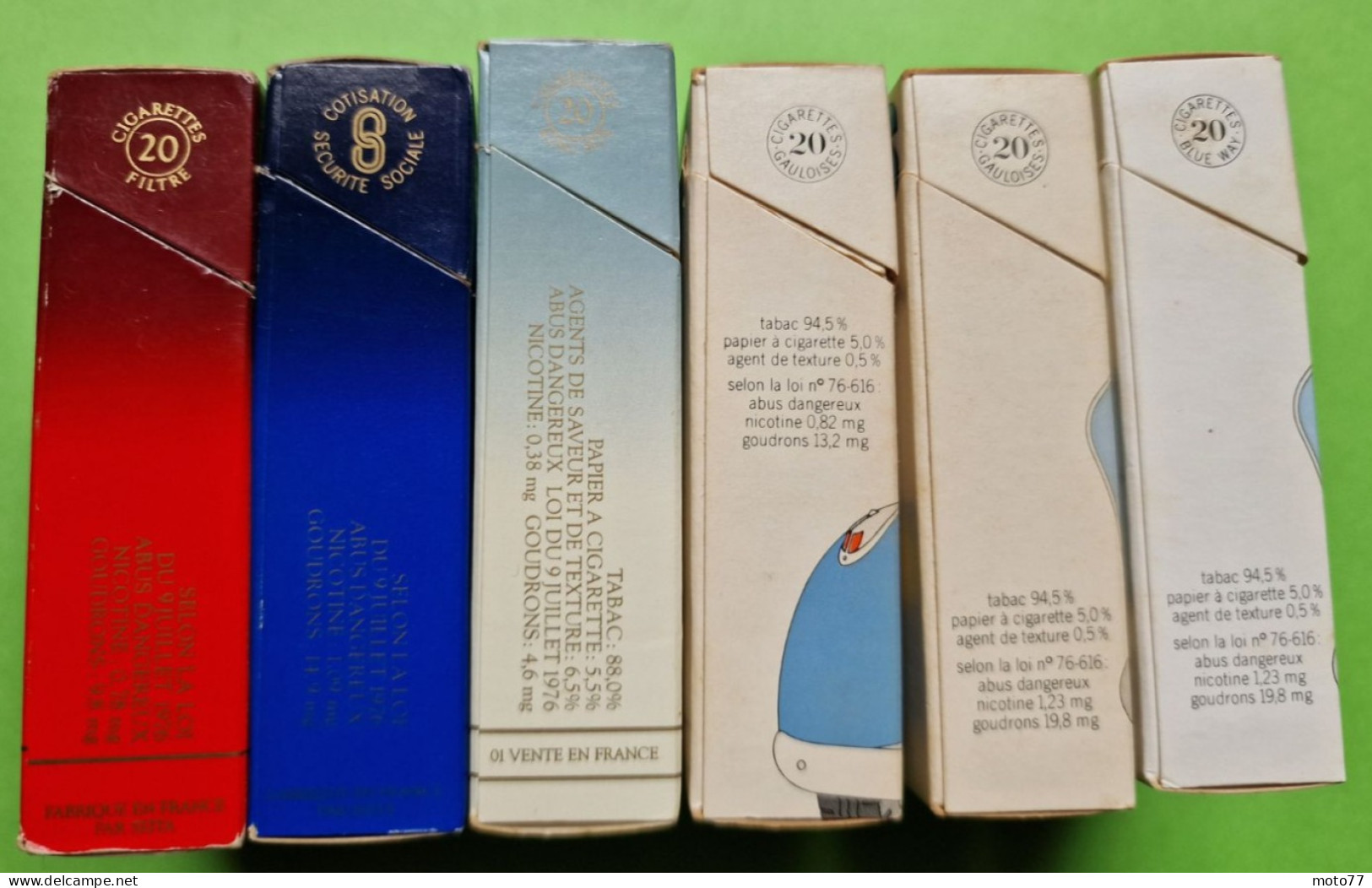 Lot 6 Anciens PAQUETS De CIGARETTES Vide - GAULOISES - Vers 1980 - Etuis à Cigarettes Vides