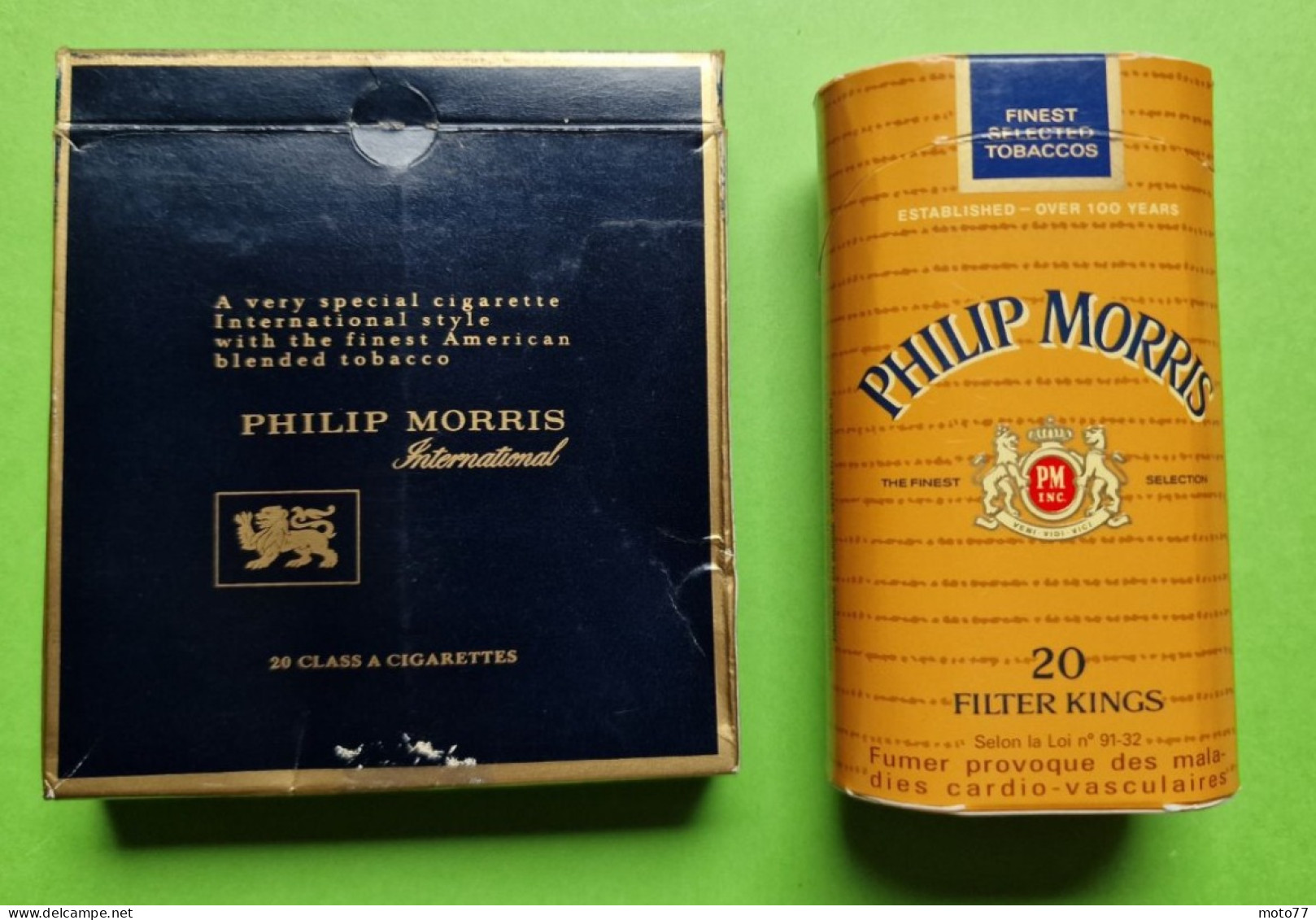 Lot 2 Anciens PAQUETS De CIGARETTES Vide - PHILIP MORRIS - Vers 1980 - Etuis à Cigarettes Vides