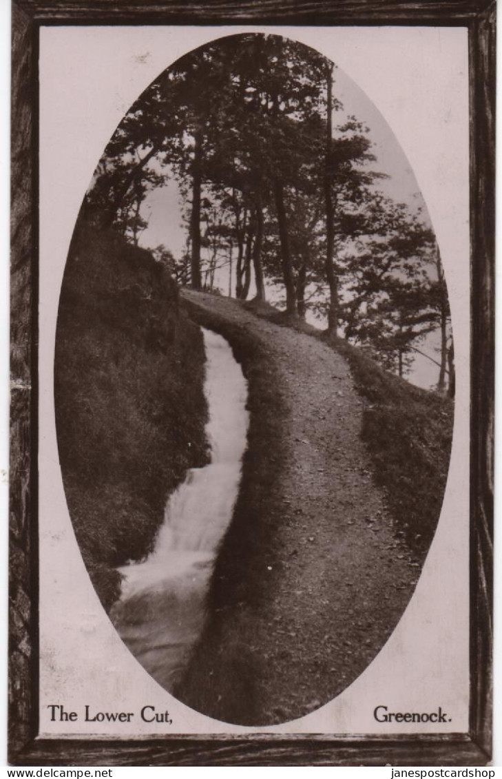 REAL PHOTOGRAPHIC POSTCARD - THE LOWER CUT - GREENOCK - SCOTLAND - Renfrewshire