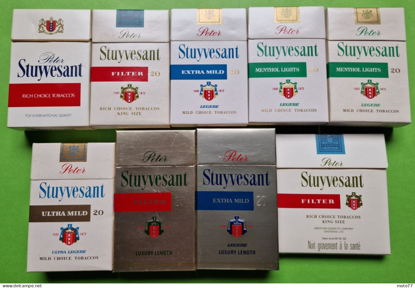 Lot 9 Anciens PAQUETS De CIGARETTES Vide - STUYVESANT - Vers 1980 - Sigarettenkokers (leeg)