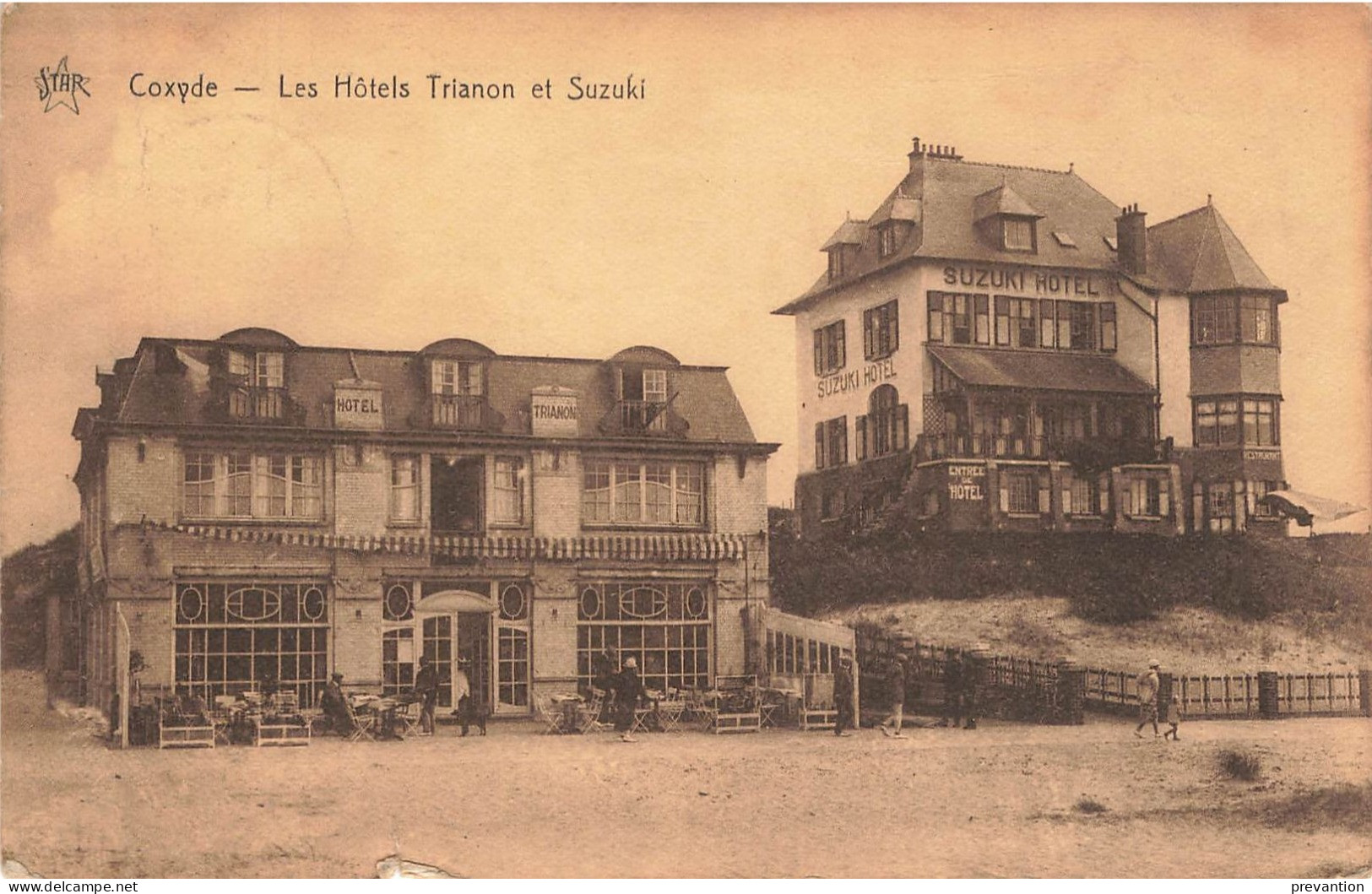 COXYDE - Les Hôtels Trianon Et Suzuki - Carte Circulé En 1927 Vers Binche - Koksijde