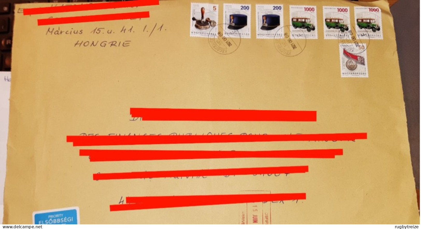 4315 Lettre Cover HONGRIE MAGYAR 2021 RECOMMANDE REGISTERED METIER FACTeuR LA POSTE POSTMAN Postbote - Postmark Collection
