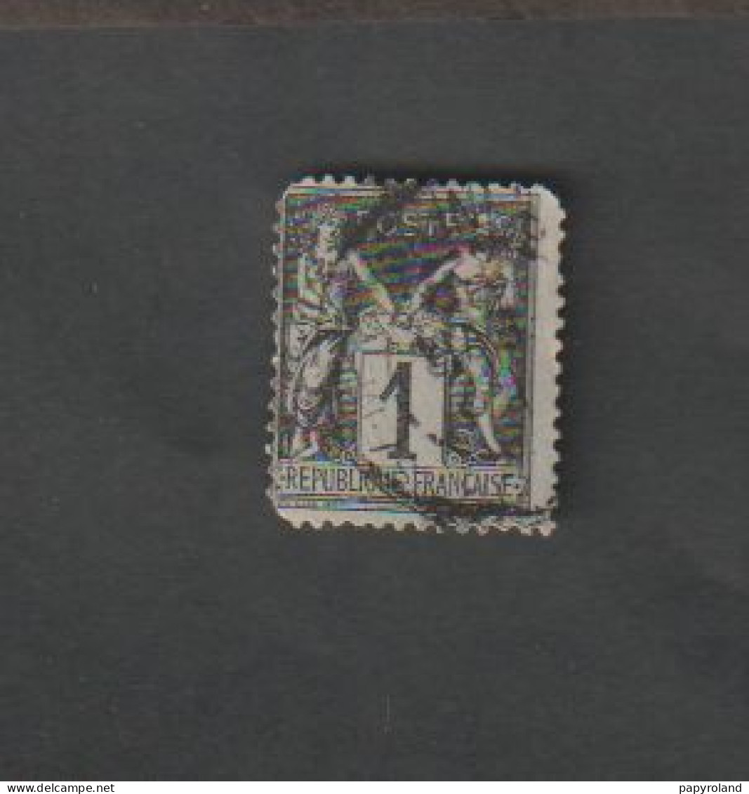 Timbres - N°83 - Type  Sage - 1c Noir S. Azuré   - 1877  -  Oblitéré - Sonstige & Ohne Zuordnung