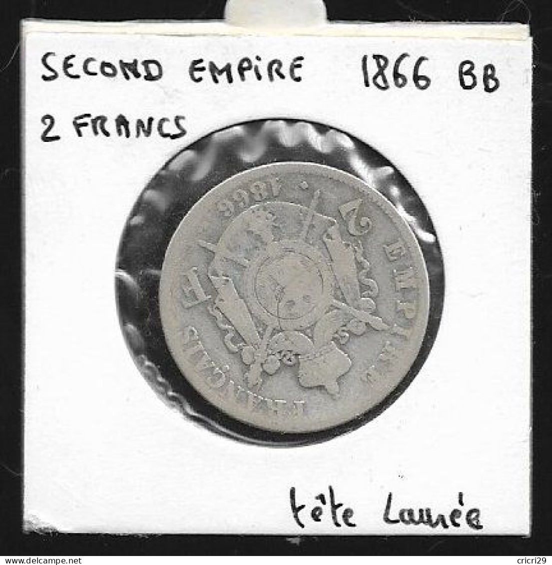 2 Francs Napoléon III, Tête Laurée, 1866  BB , Second Empire - 2 Francs