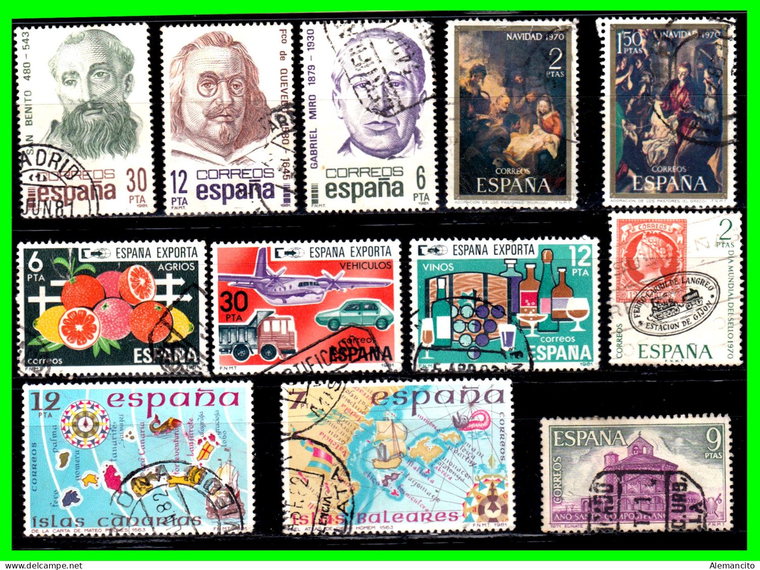 ESPAÑA - (EUROPA) LOTE DE 12 SELLOS AÑO 1983 DIFERENTES VALORES NUEVOS Y USADOS - Collections