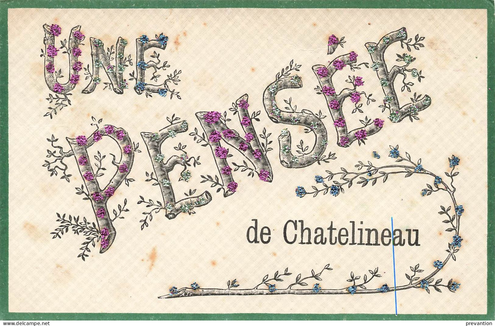 Une Pensée De CHATELINEAU - Carte Colorée Avec Petits Brillants Et Circulé Vers Solre Sur Sambre - Châtelet