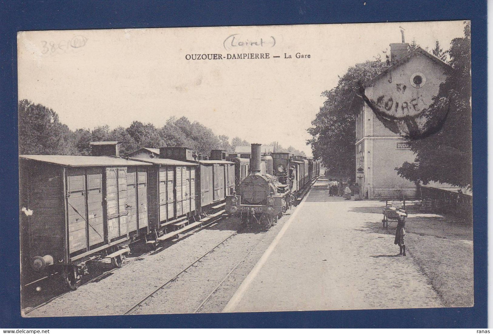 CPA [45] Loiret > Ouzouer Sur Loire Train Gare Station Chemin De Fer Circulé Voir Dos - Ouzouer Sur Loire