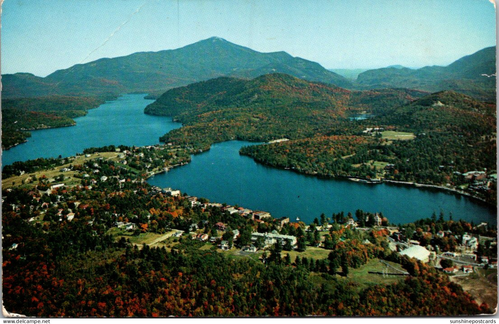 New York Adirondacks Aerial View Of Lake Placid Mirror Lake And Lake Placid Village - Adirondack